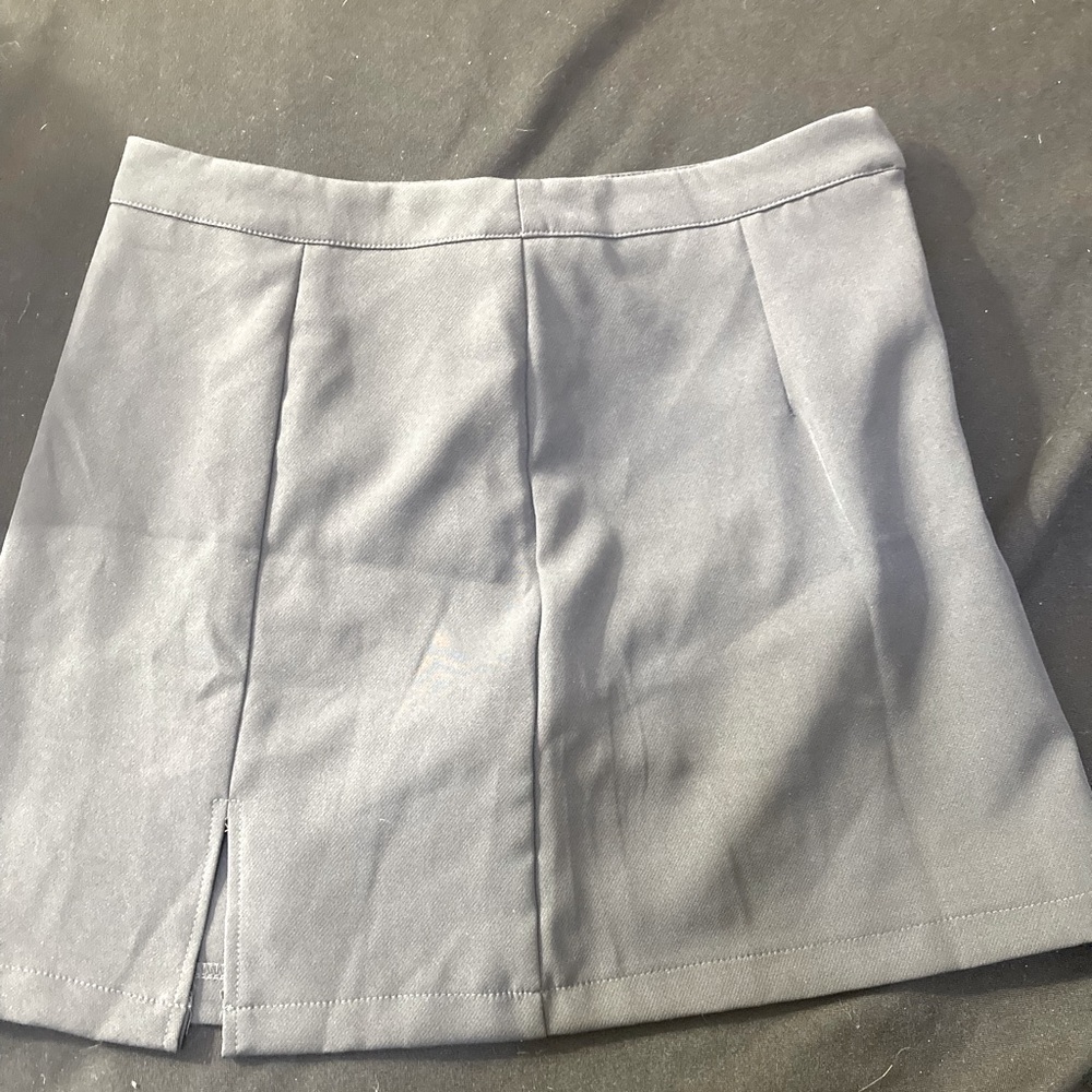 Elegant Navy/grey Skirt with Front Slit